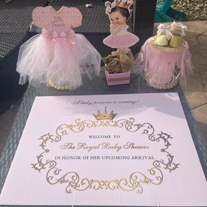 Pink and Gold Baby Shower Decor Set